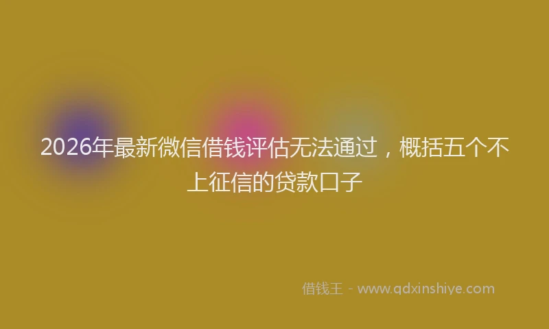 2026年最新微信借钱评估无法通过，概括五个不上征信的贷款口子