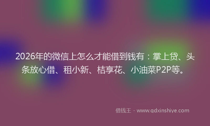 2026年的微信上怎么才能借到钱有：掌上贷、头条放心借、租小新、桔享花、小油菜P2P等。