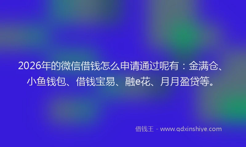 2026年的微信借钱怎么申请通过呢有：金满仓、小鱼钱包、借钱宝易、融e花、月月盈贷等。