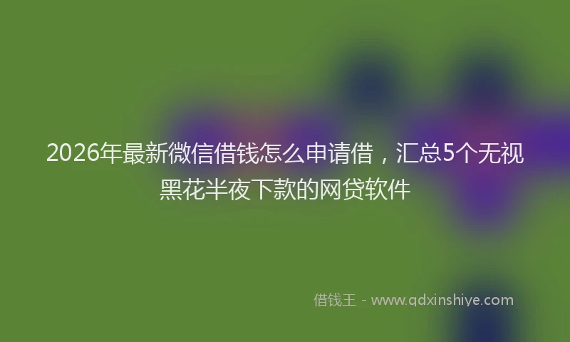 2026年最新微信借钱怎么申请借，汇总5个无视黑花半夜下款的网贷软件