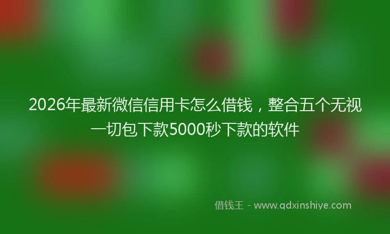 2026年最新微信信用卡怎么借钱，整合五个无视一切包下款5000秒下款的软件