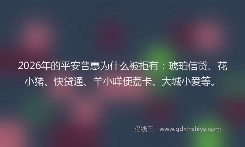 2026年的平安普惠为什么被拒有：琥珀信贷、花小猪、快贷通、羊小咩便荔卡、大城小爱等。