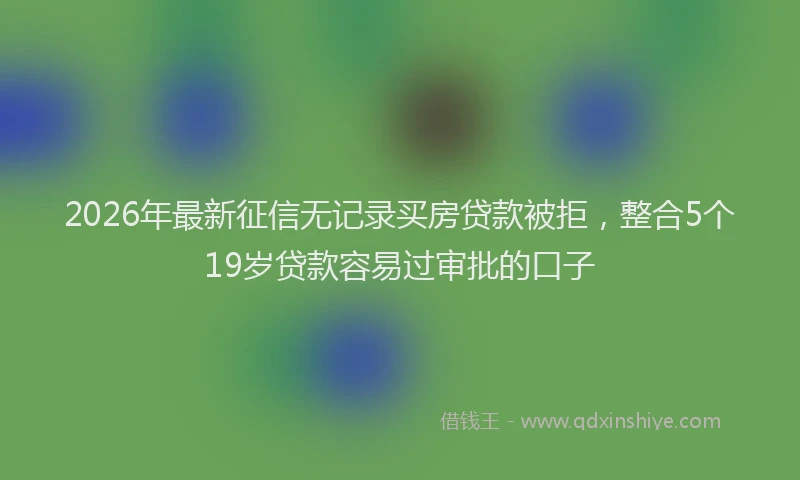 2026年最新征信无记录买房贷款被拒，整合5个19岁贷款容易过审批的口子