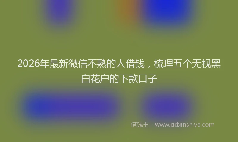 2026年最新微信不熟的人借钱，梳理五个无视黑白花户的下款口子