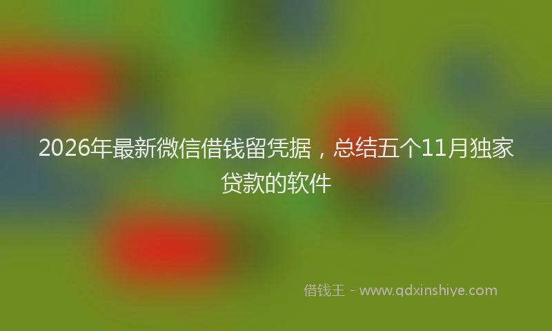 2026年最新微信借钱留凭据，总结五个11月独家贷款的软件