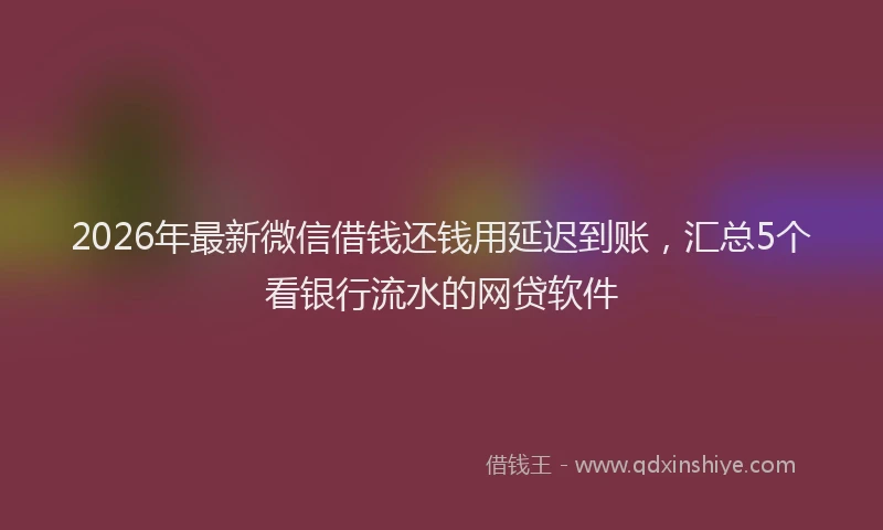 2026年最新微信借钱还钱用延迟到账，汇总5个看银行流水的网贷软件