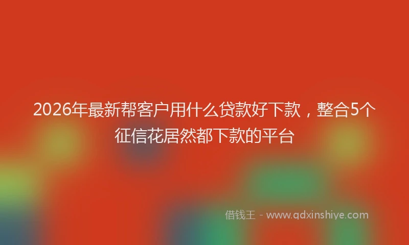 2026年最新帮客户用什么贷款好下款，整合5个征信花居然都下款的平台