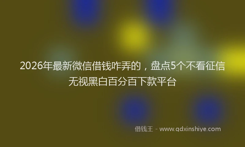 2026年最新微信借钱咋弄的，盘点5个不看征信无视黑白百分百下款平台