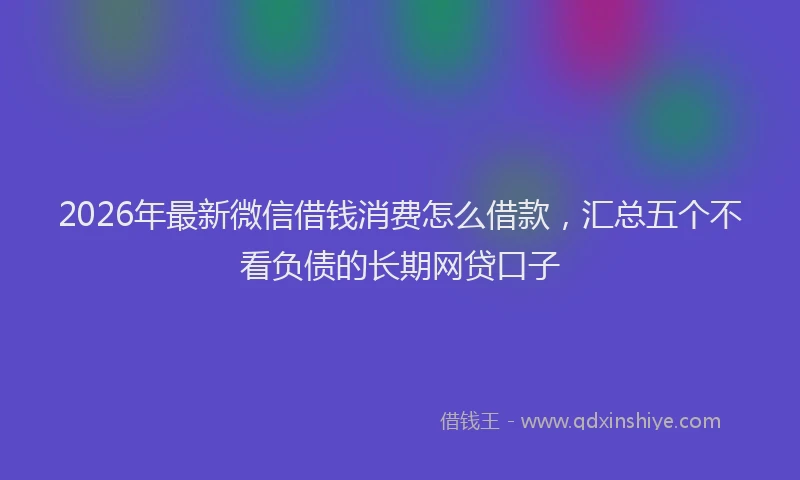 2026年最新微信借钱消费怎么借款，汇总五个不看负债的长期网贷口子