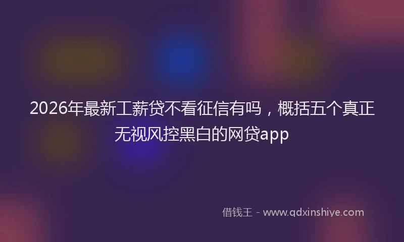 2026年最新工薪贷不看征信有吗，概括五个真正无视风控黑白的网贷app