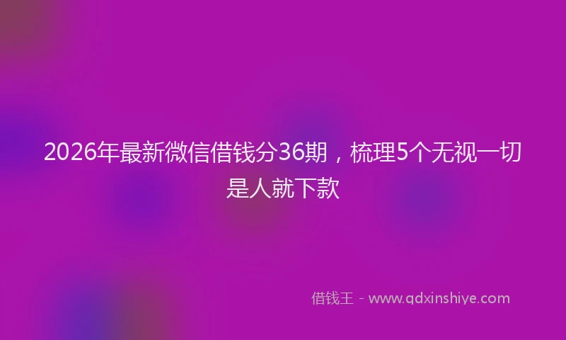2026年最新微信借钱分36期，梳理5个无视一切是人就下款