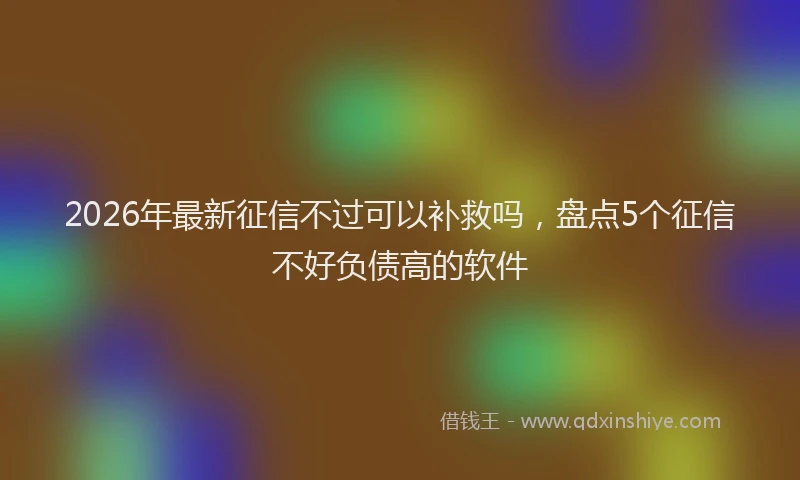 2026年最新征信不过可以补救吗，盘点5个征信不好负债高的软件