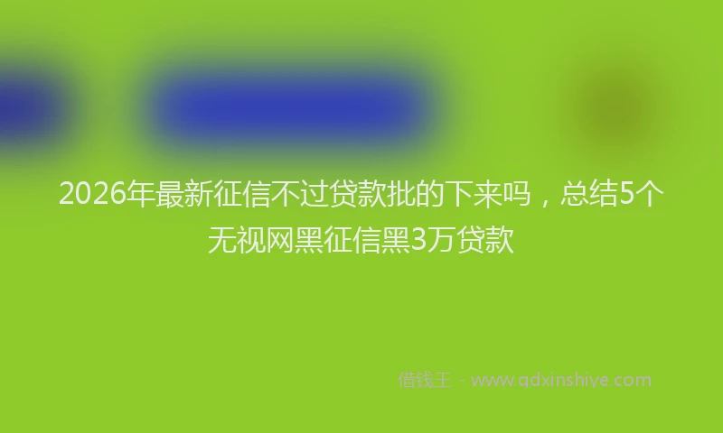 2026年最新征信不过贷款批的下来吗，总结5个无视网黑征信黑3万贷款