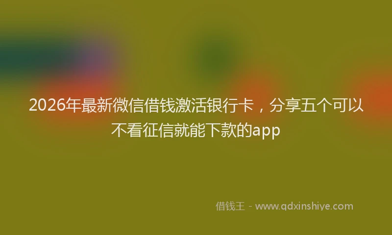 2026年最新微信借钱激活银行卡，分享五个可以不看征信就能下款的app