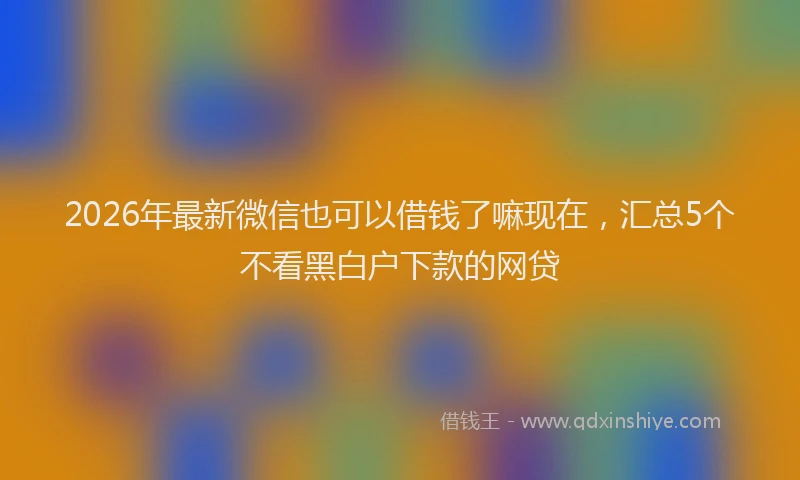 2026年最新微信也可以借钱了嘛现在，汇总5个不看黑白户下款的网贷
