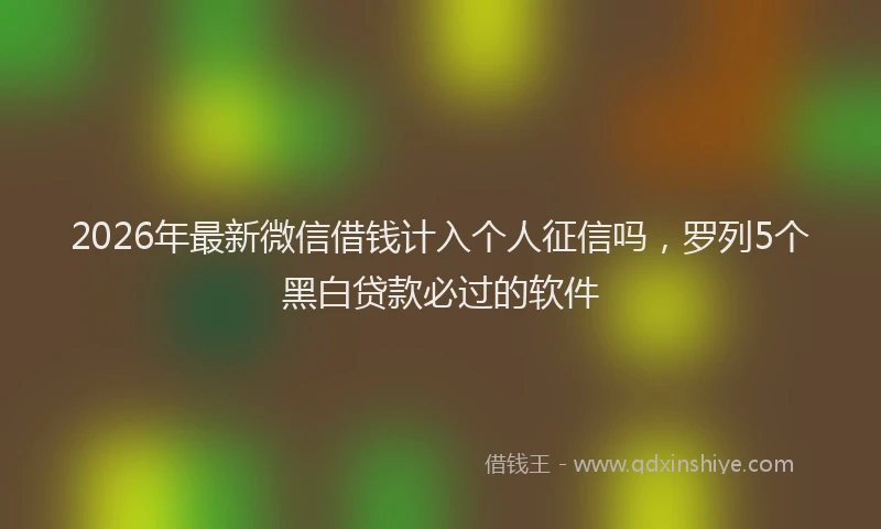 2026年最新微信借钱计入个人征信吗，罗列5个黑白贷款必过的软件