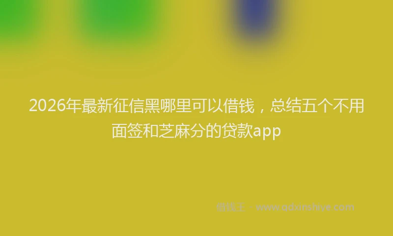 2026年最新征信黑哪里可以借钱，总结五个不用面签和芝麻分的贷款app