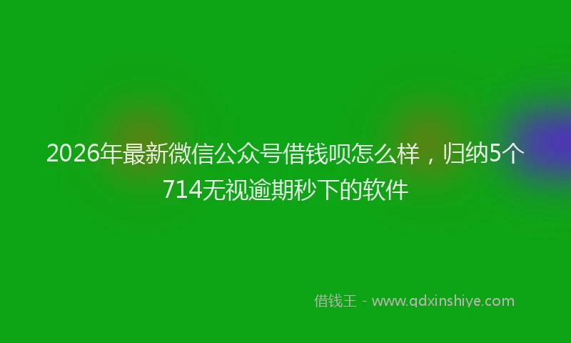 2026年最新微信公众号借钱呗怎么样，归纳5个714无视逾期秒下的软件