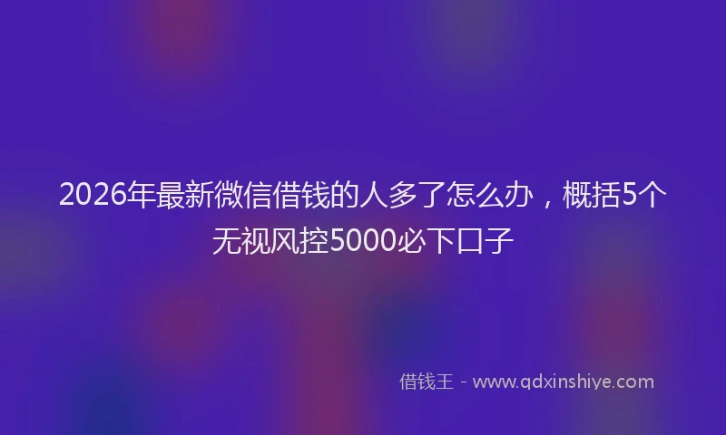 2026年最新微信借钱的人多了怎么办，概括5个无视风控5000必下口子