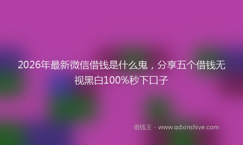 2026年最新微信借钱是什么鬼，分享五个借钱无视黑白100%秒下口子