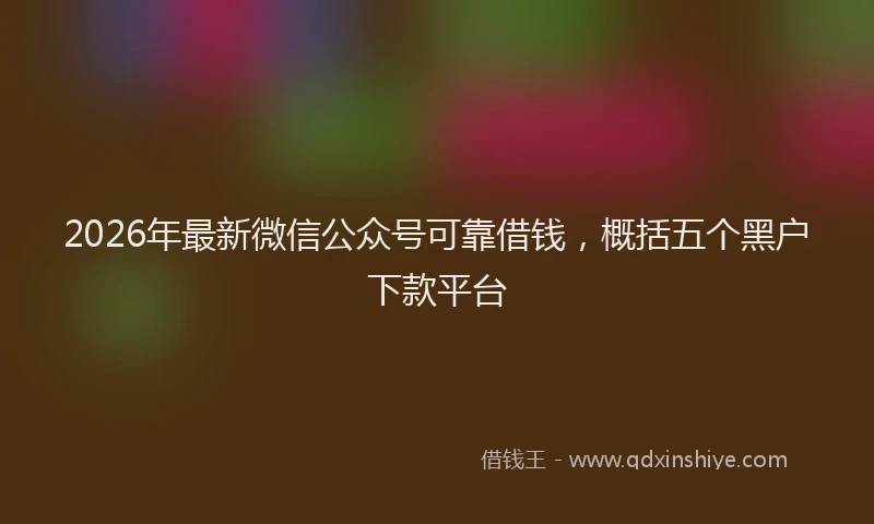 2026年最新微信公众号可靠借钱，概括五个黑户下款平台
