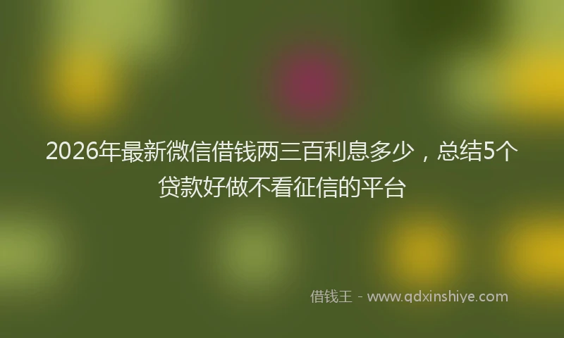 2026年最新微信借钱两三百利息多少，总结5个贷款好做不看征信的平台
