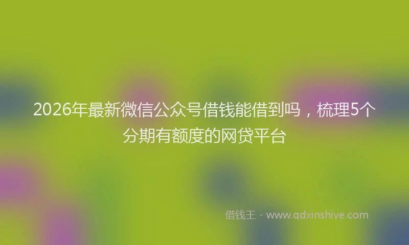2026年最新微信公众号借钱能借到吗，梳理5个分期有额度的网贷平台