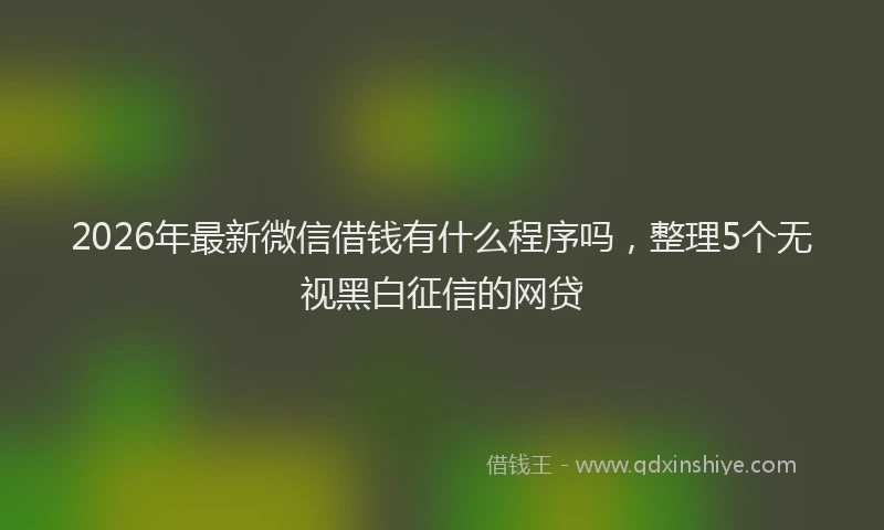 2026年最新微信借钱有什么程序吗，整理5个无视黑白征信的网贷
