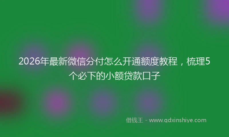2026年最新微信分付怎么开通额度教程，梳理5个必下的小额贷款口子