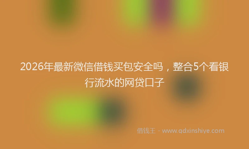 2026年最新微信借钱买包安全吗，整合5个看银行流水的网贷口子