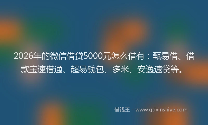 2026年的微信借贷5000元怎么借有：甄易借、借款宝速借通、超易钱包、多米、安逸速贷等。