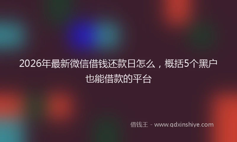 2026年最新微信借钱还款日怎么，概括5个黑户也能借款的平台