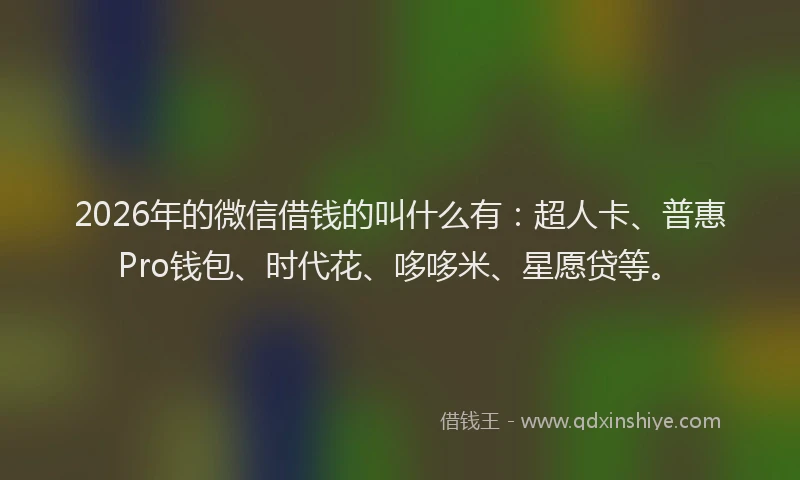 2026年的微信借钱的叫什么有：超人卡、普惠Pro钱包、时代花、哆哆米、星愿贷等。