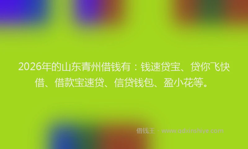 2026年的山东青州借钱有：钱速贷宝、贷你飞快借、借款宝速贷、信贷钱包、盈小花等。