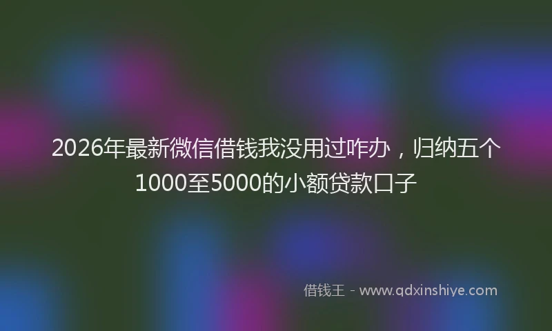 2026年最新微信借钱我没用过咋办，归纳五个1000至5000的小额贷款口子