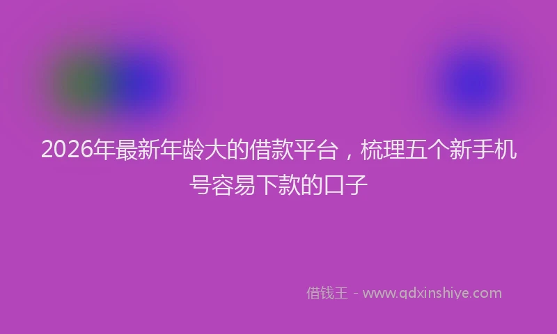2026年最新年龄大的借款平台，梳理五个新手机号容易下款的口子