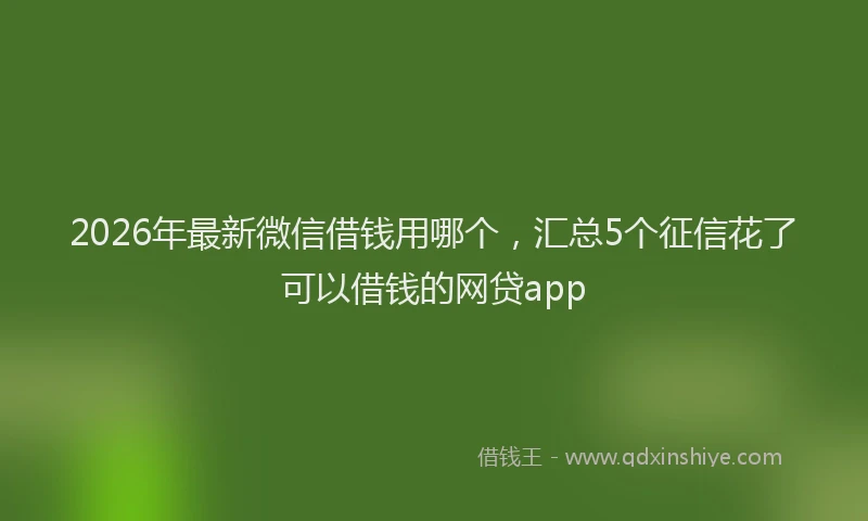 2026年最新微信借钱用哪个，汇总5个征信花了可以借钱的网贷app