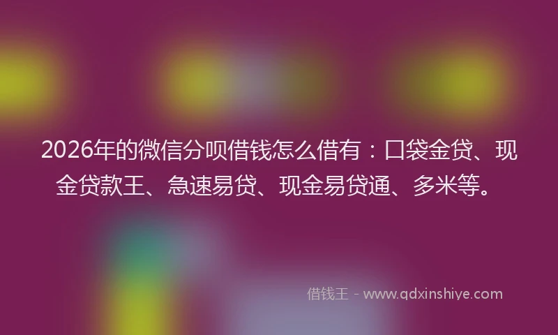 2026年的微信分呗借钱怎么借有：口袋金贷、现金贷款王、急速易贷、现金易贷通、多米等。