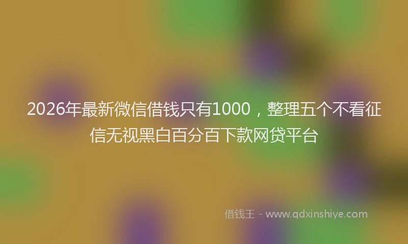2026年最新微信借钱只有1000，整理五个不看征信无视黑白百分百下款网贷平台