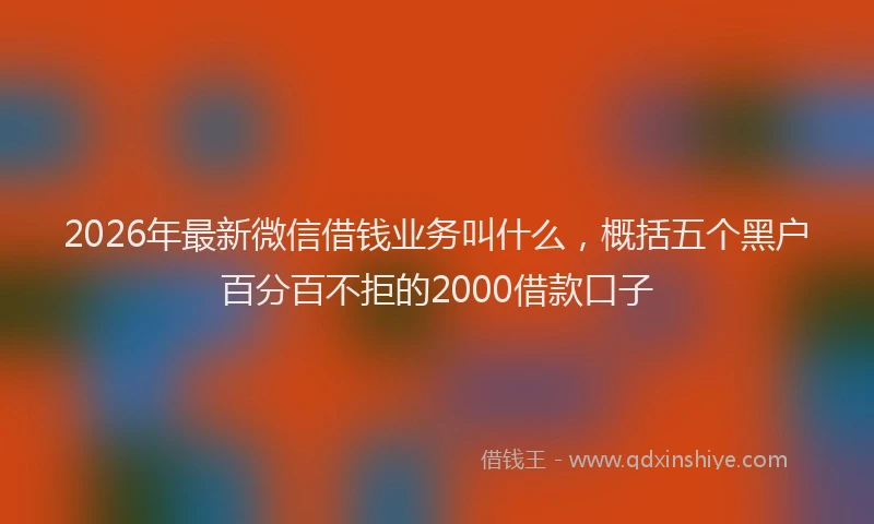 2026年最新微信借钱业务叫什么，概括五个黑户百分百不拒的2000借款口子