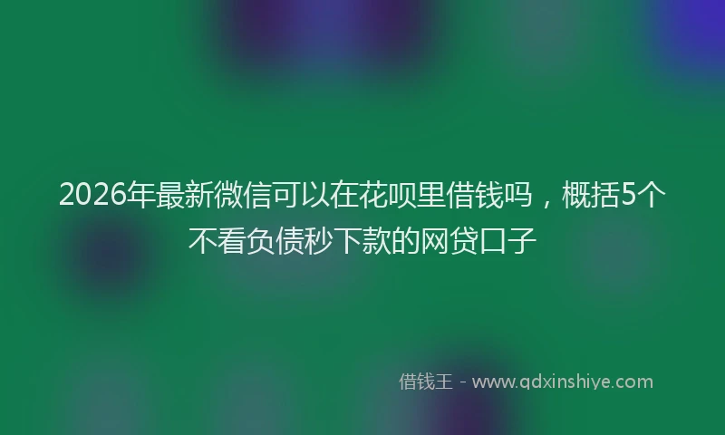 2026年最新微信可以在花呗里借钱吗，概括5个不看负债秒下款的网贷口子