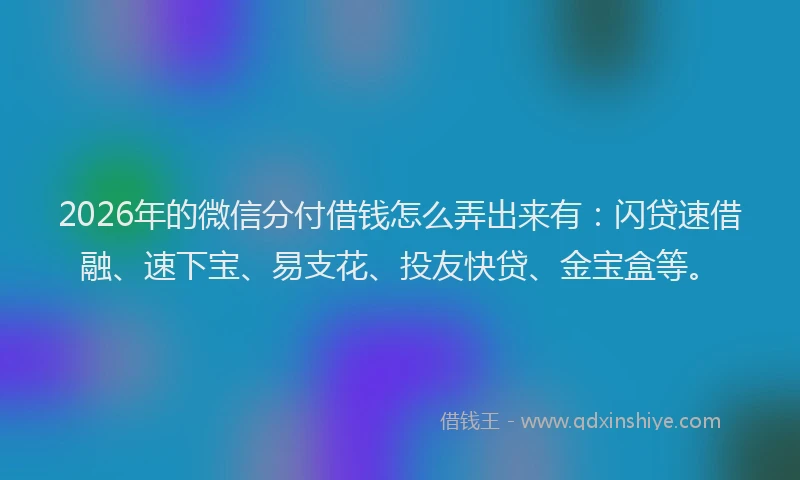 2026年的微信分付借钱怎么弄出来有：闪贷速借融、速下宝、易支花、投友快贷、金宝盒等。