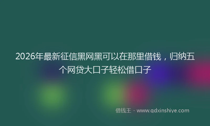 2026年最新征信黑网黑可以在那里借钱，归纳五个网贷大口子轻松借口子