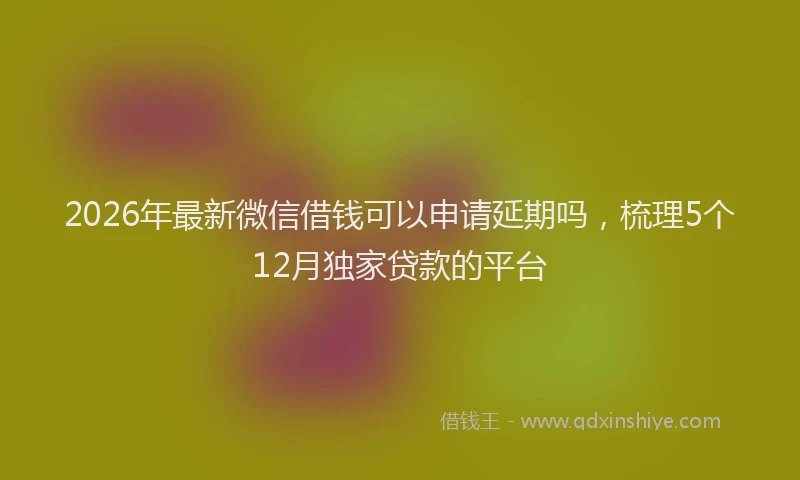 2026年最新微信借钱可以申请延期吗，梳理5个12月独家贷款的平台