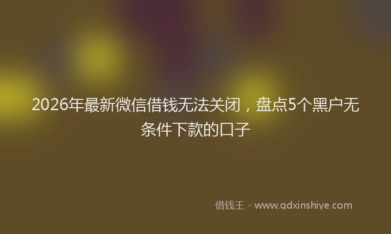 2026年最新微信借钱无法关闭，盘点5个黑户无条件下款的口子