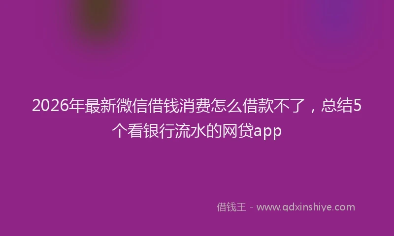 2026年最新微信借钱消费怎么借款不了，总结5个看银行流水的网贷app