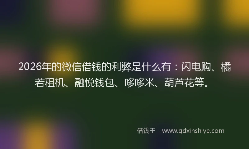 2026年的微信借钱的利弊是什么有：闪电购、橘若租机、融悦钱包、哆哆米、葫芦花等。