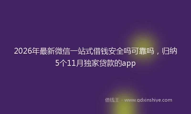 2026年最新微信一站式借钱安全吗可靠吗，归纳5个11月独家贷款的app