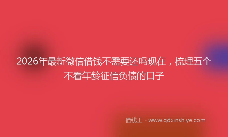 2026年最新微信借钱不需要还吗现在，梳理五个不看年龄征信负债的口子