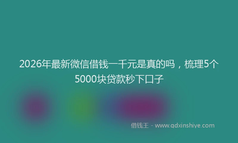 2026年最新微信借钱一千元是真的吗，梳理5个5000块贷款秒下口子